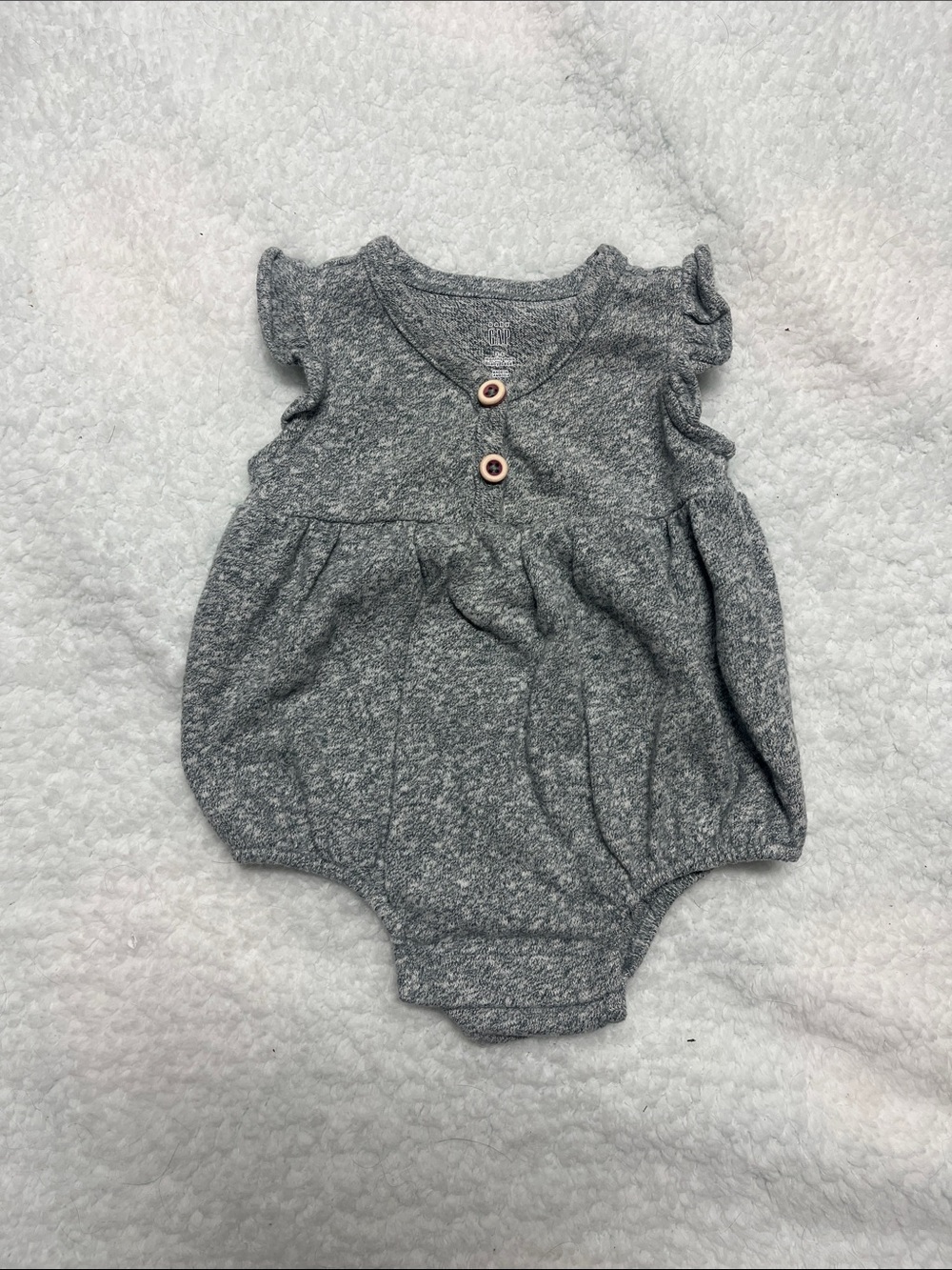 4/25$ GAP Baby Girls Gray Knit Romper - Soft Heather Gray